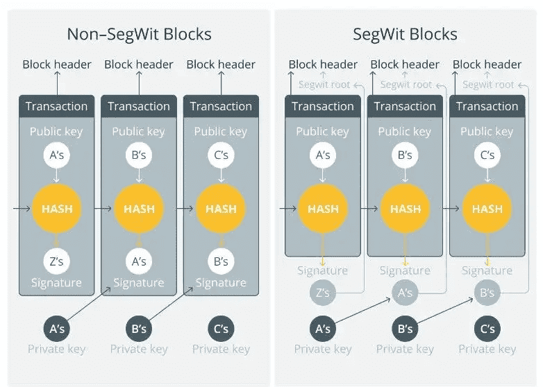 SegWit vs. Non-SegWit blocks