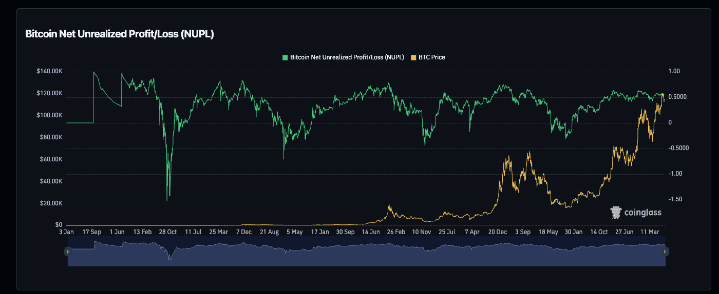 Bitcoin Net Unrealized Profit/Loss (NUPL)