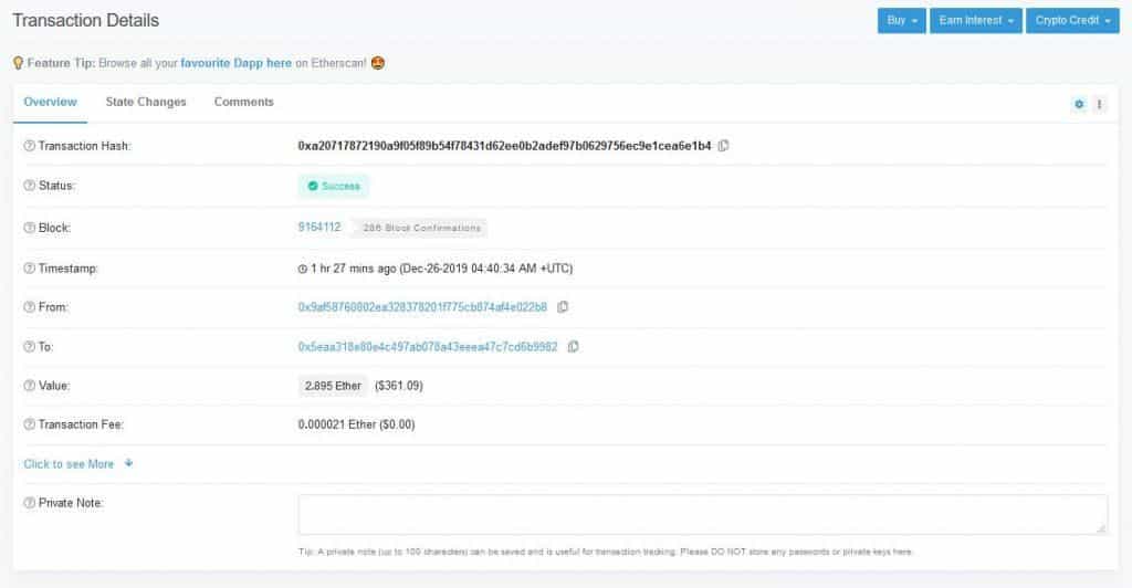 Um hash de transação (TXID) na Ethereum
