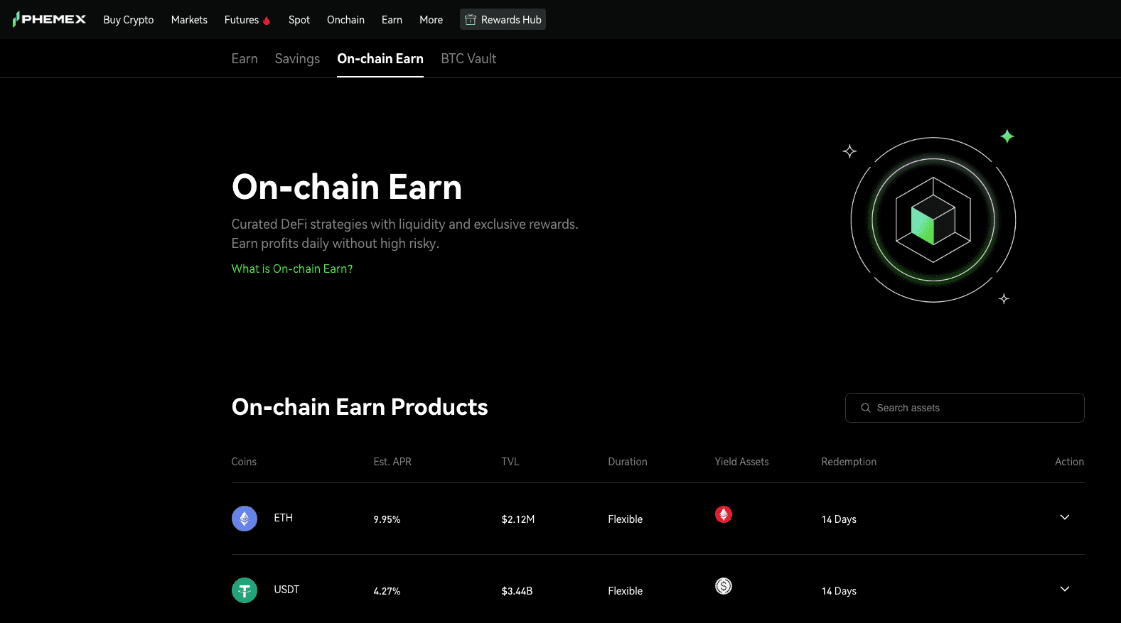 Phemex on-chain earn