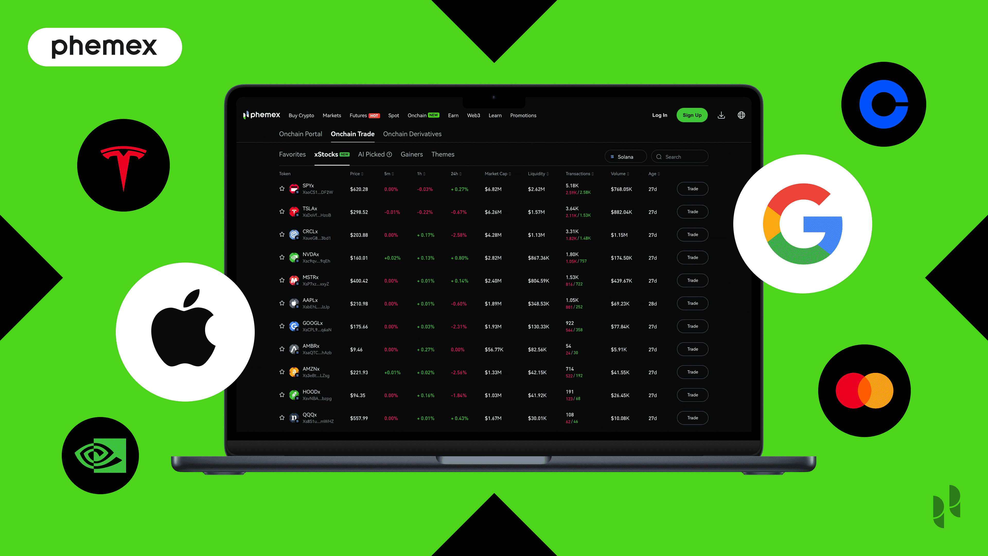 PhemexでxStocks統合！テスラ・アップル含む15銘柄トークン株取引ガイド