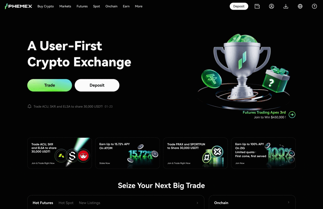 Open futures trading page