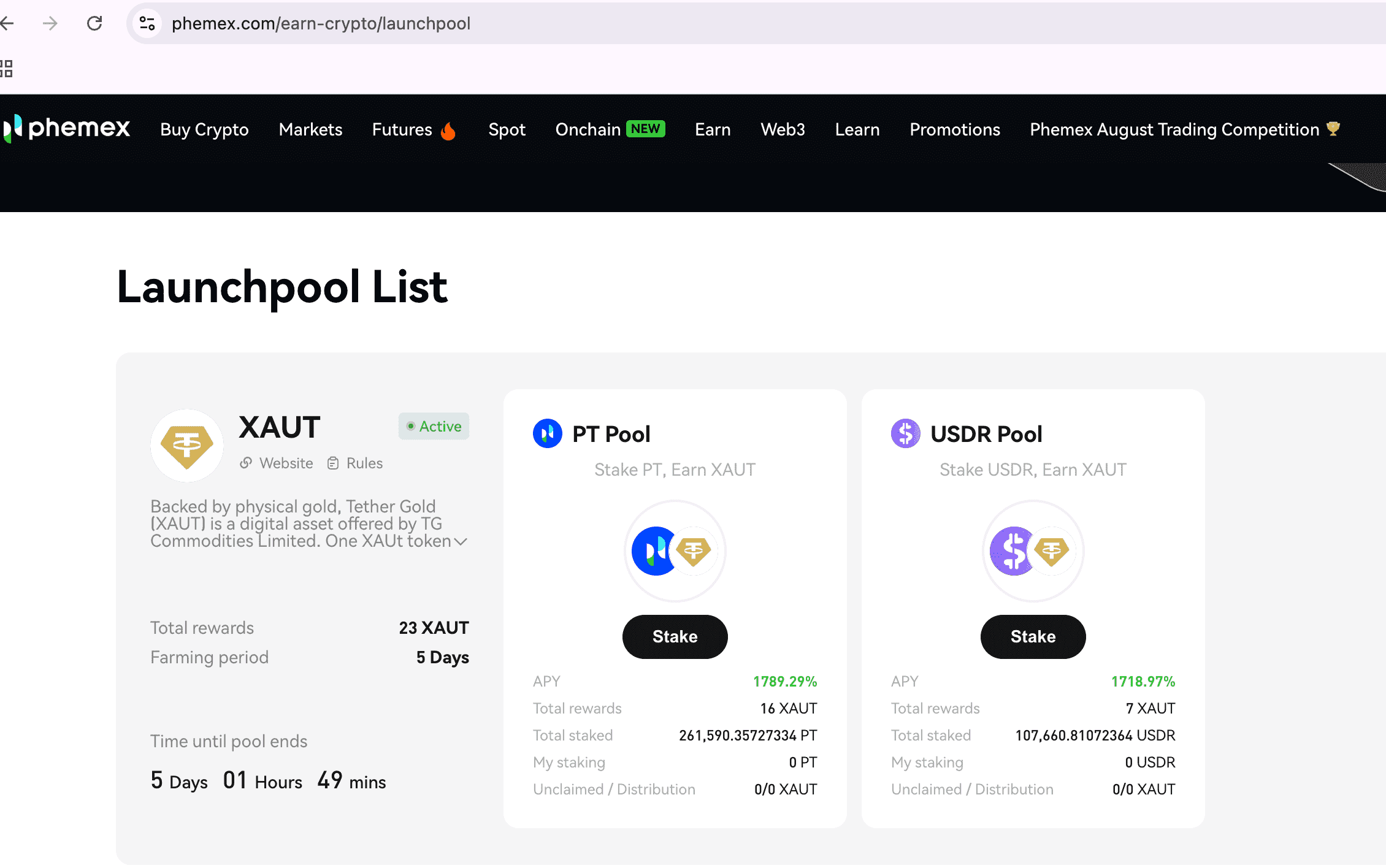 1000%+ APY! The Ultimate Guide to the Phemex XAUT Launchpool