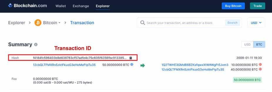 A transaction ID from 2009 – one possibly tied to Satoshi’s wallets