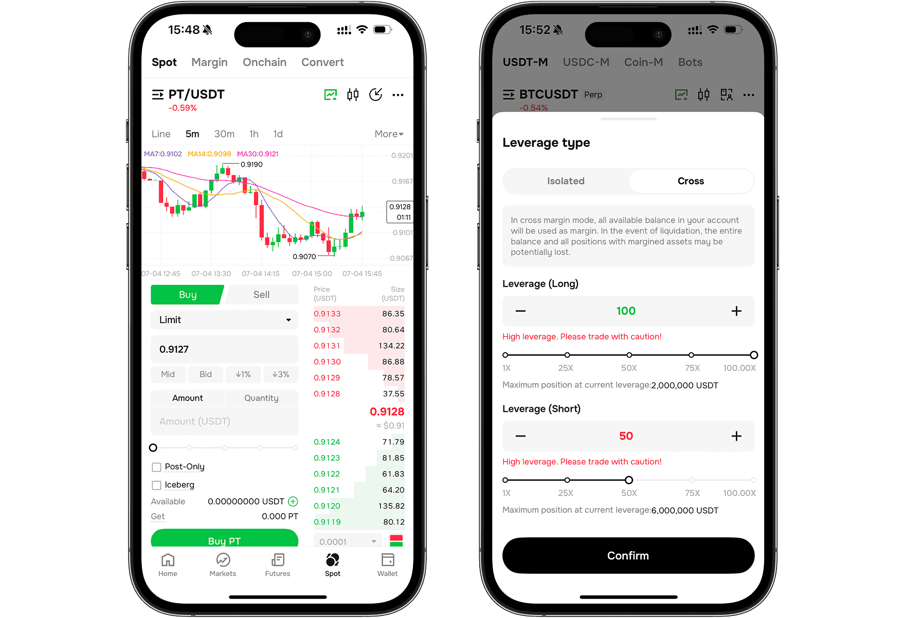 Crypto Trading App for spot and contract