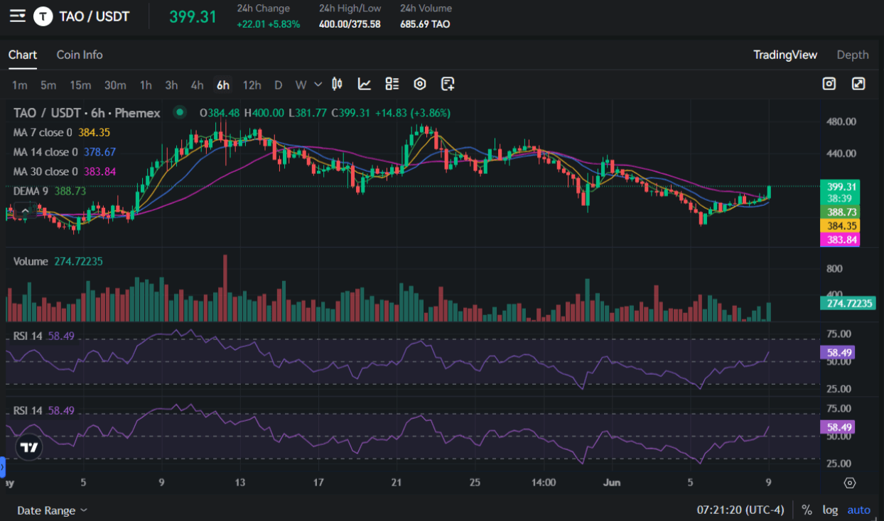 TAO Token Price and RSI