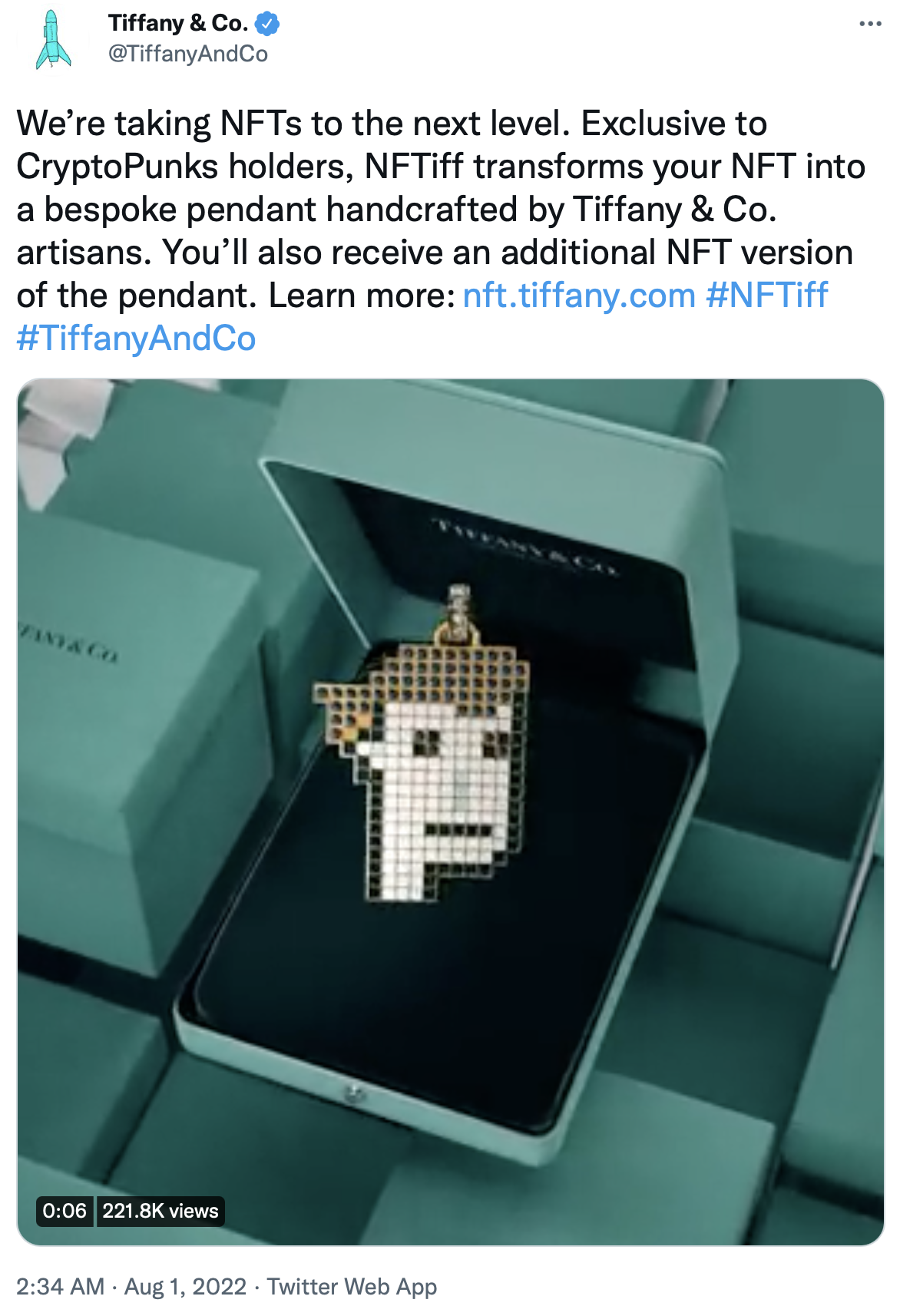 Tiffany Uses Cryptopunk NFTs